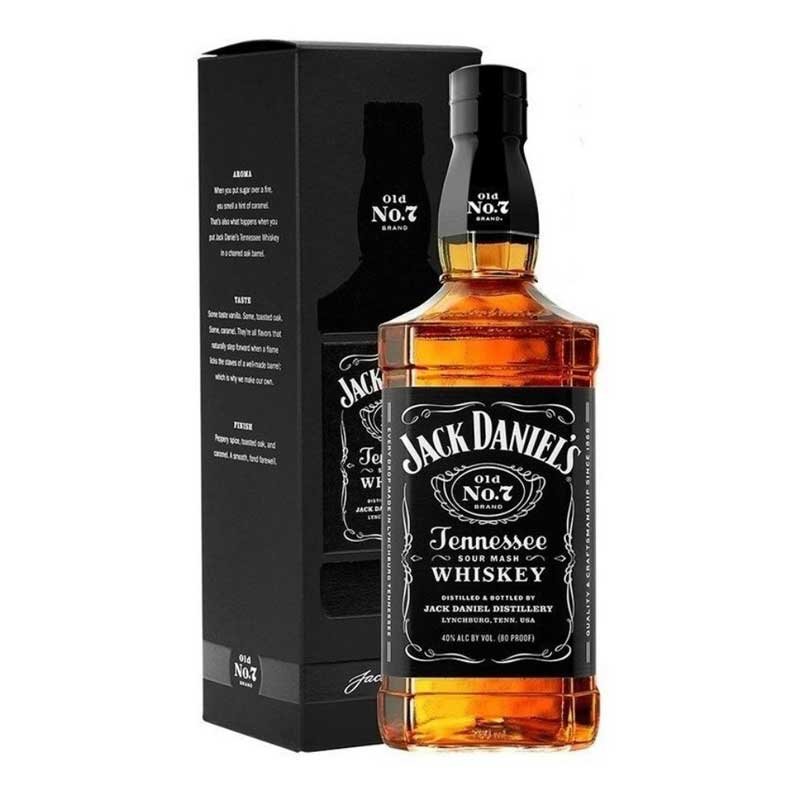 Jack Daniel’s Old No. 7 Tennessee whiskey bottle and presentation box